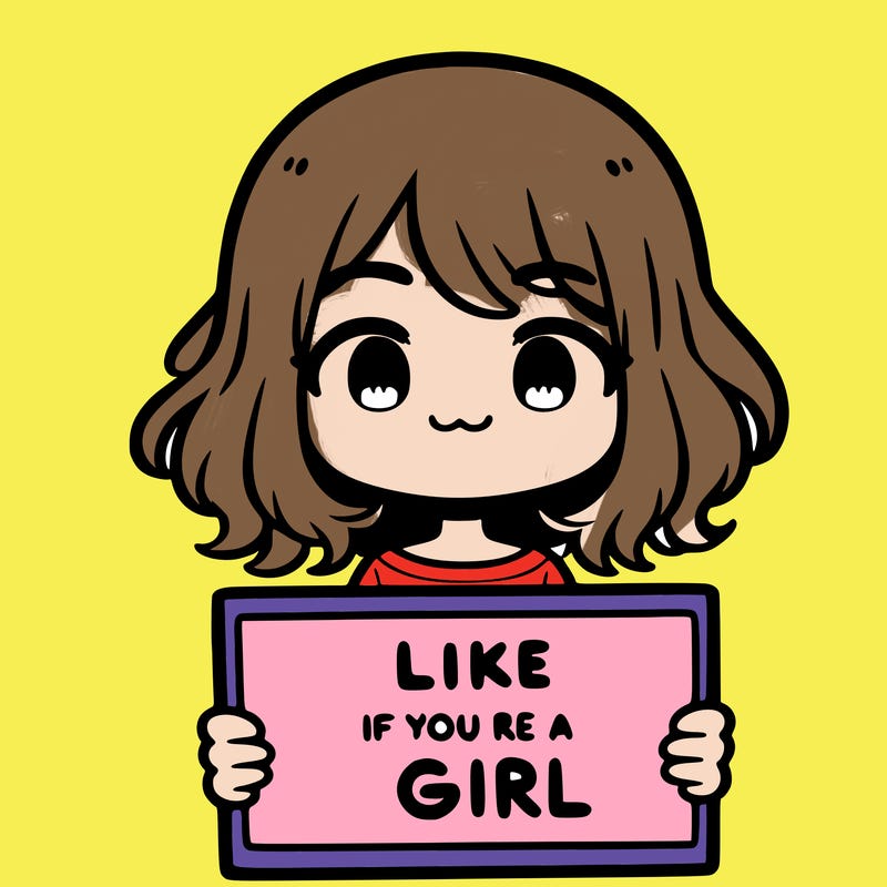 a cute girl holding a sign that says like if you’re a girl