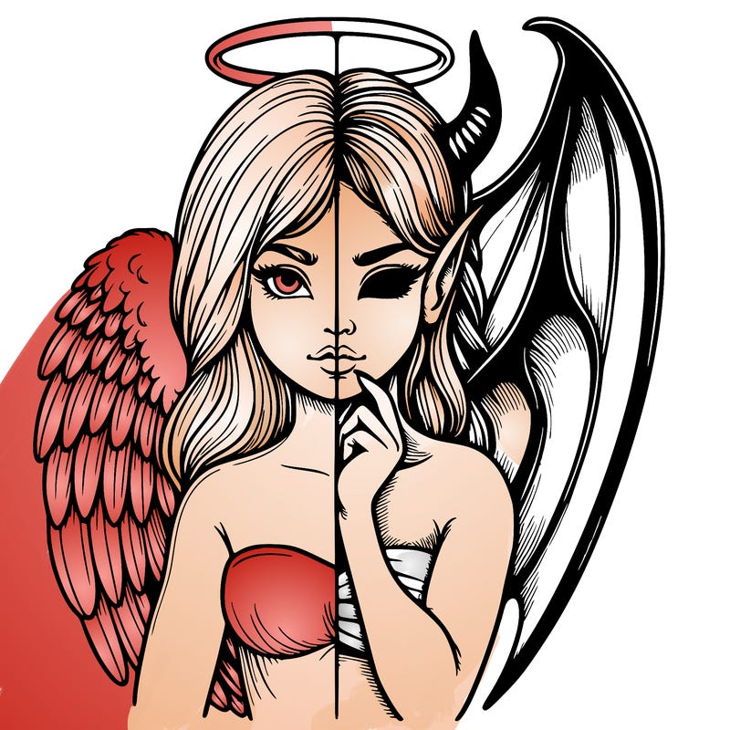 realistic angel half demon