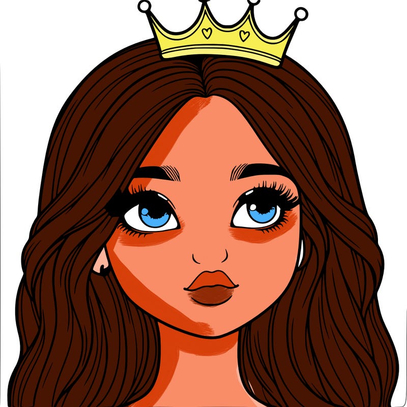 a realistic girl with a crown on