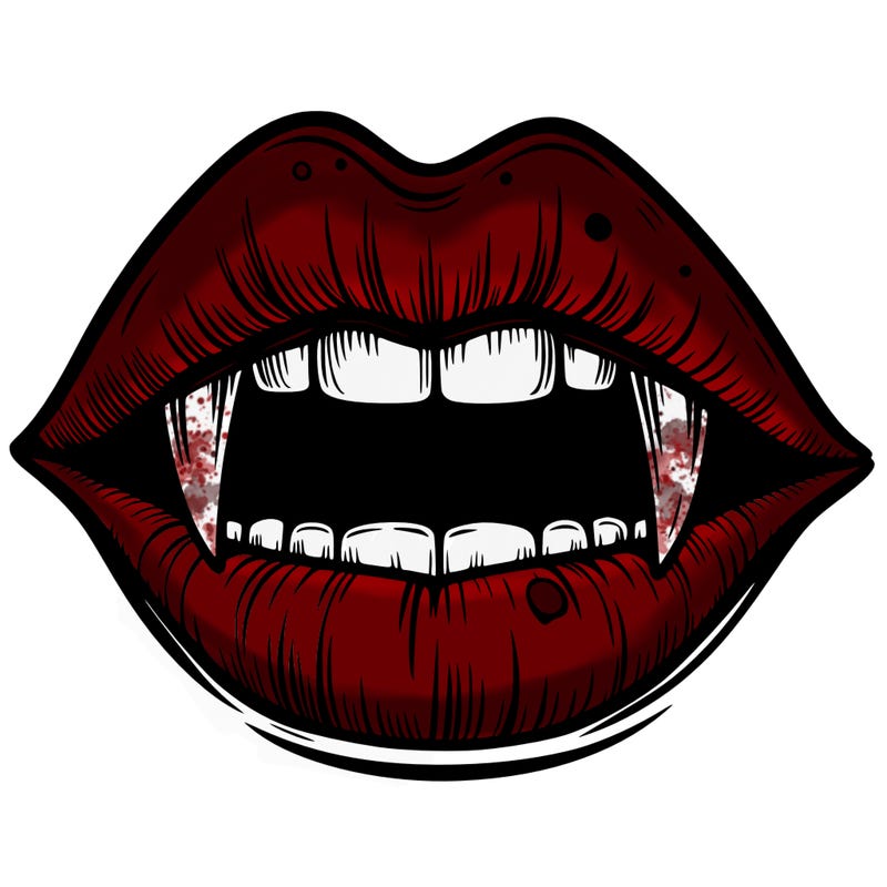 lips with vampire teeth
