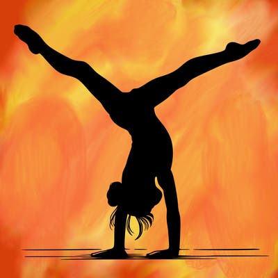 realistic gymnastic hand stand girl in four splits