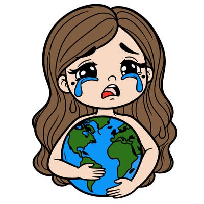 mother earth holding the earth and crying