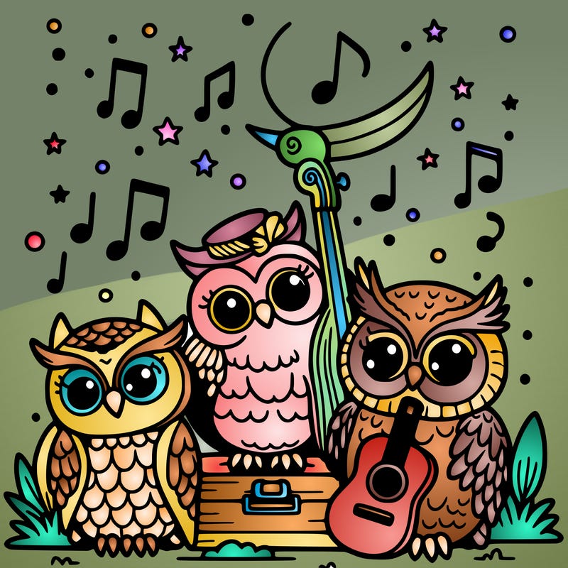owls at a concert
