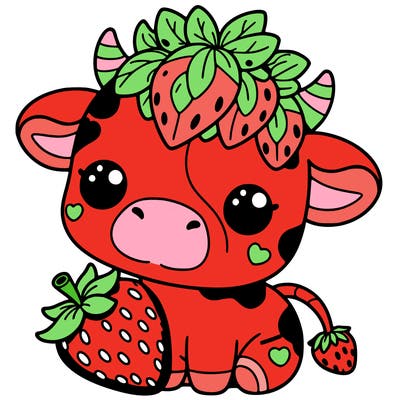 cute strawberry cow