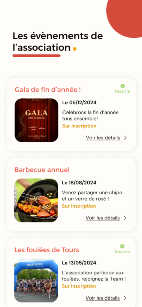Ça M'Arche - A list of upcoming community association events in the Ca Marche app