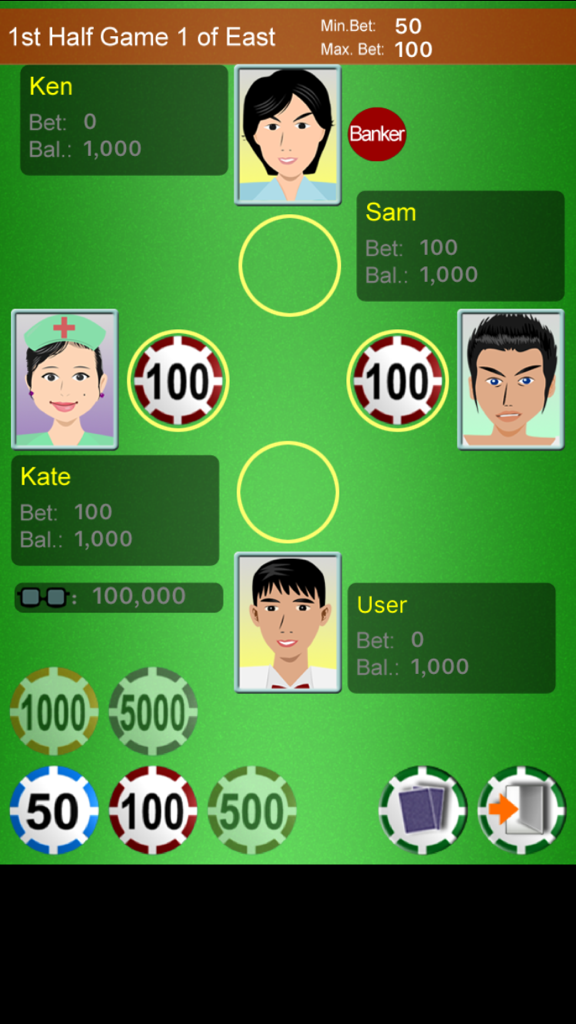 Chinese Poker - Best Pusoy,Thirteen,Pineapple,Russian Poker - Gameplay screen of Chinese Poker showing avatars, bets, and chips on a green table.