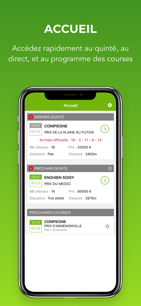 Turfoo Résultats Turf et Prono - Turfoo mobile app home screen showing French horse racing results and schedules