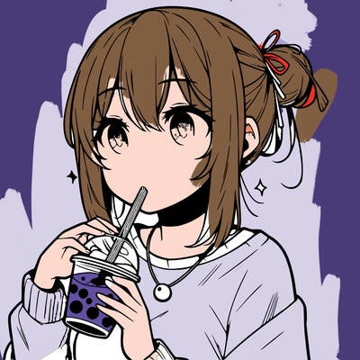 manga character drinking boba