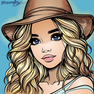 realistic girl with hat