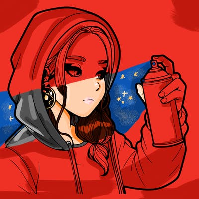 a realistic girl, spray painting