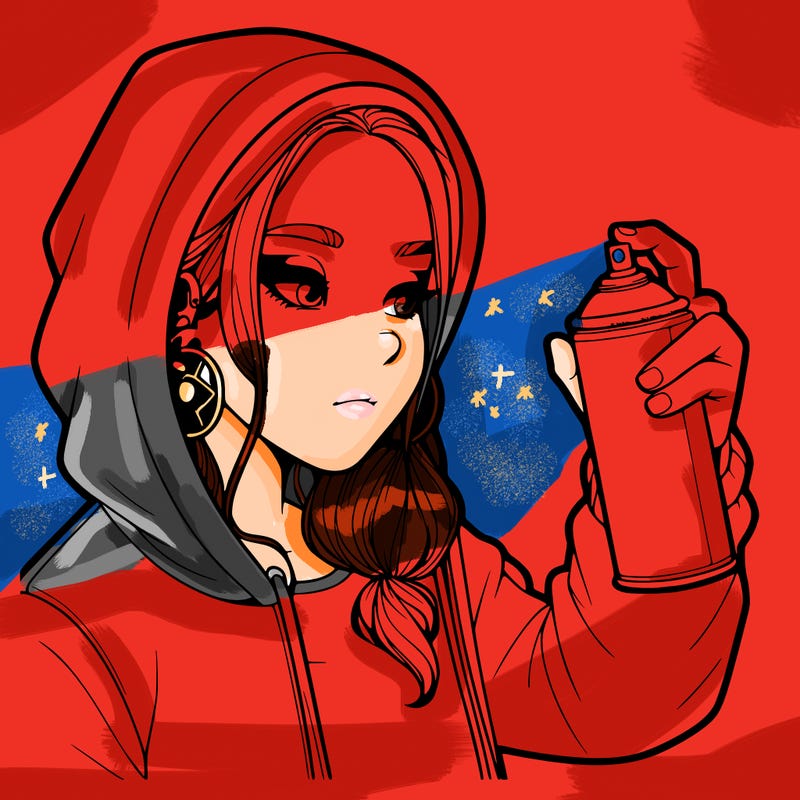 a realistic girl, spray painting