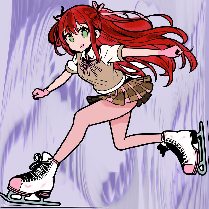 an anime girl skating