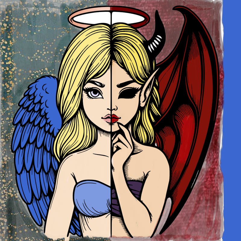 realistic angel half demon