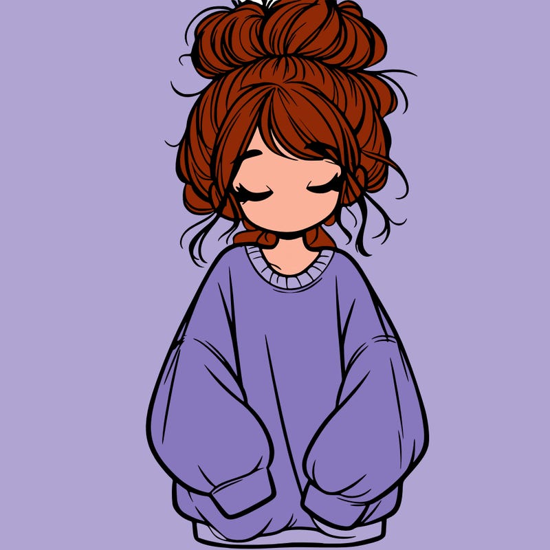 girl with baggy sweatshirt and messy bun