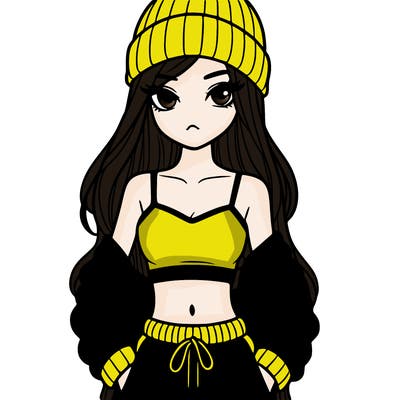 girl wearing crop top with beanie and sweatpants