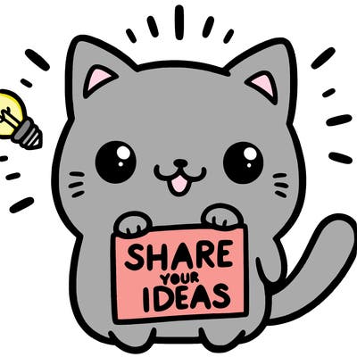 a cute cat saying share your ideas