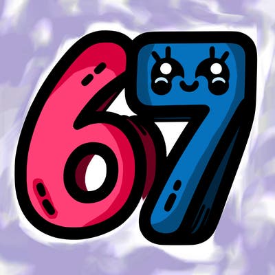 the numbers 67
