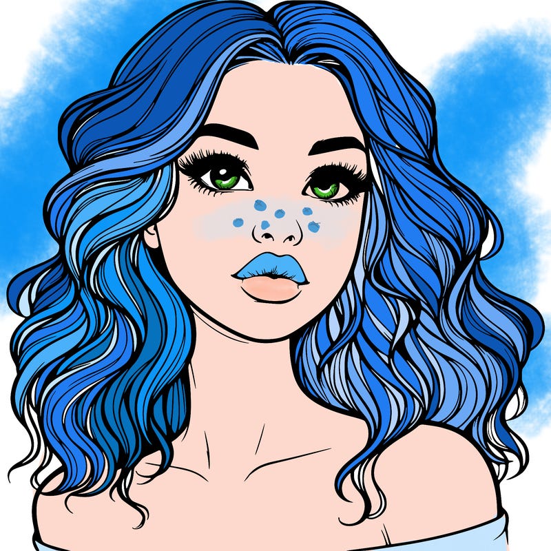 realistic girl with wavy hair and lips