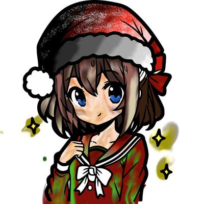 anime girl wearing a santa hat
