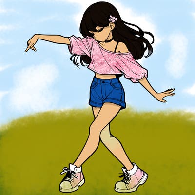 realistic girl danceing