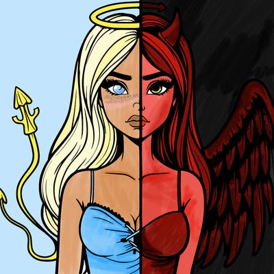 devil vs angel realistic girl