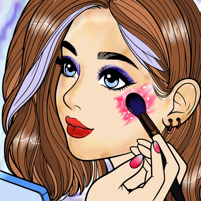 a realistic girl doing her makeup