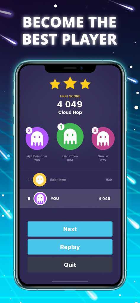 Beat Maker Star rhythm game leaderboard screen showing player rankings and high scores