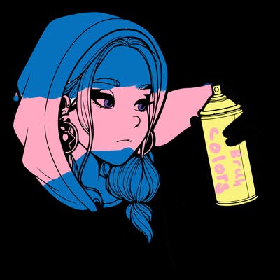 a realistic girl, spray painting