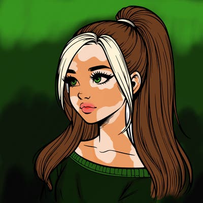 realistic girl with a high ponytail
