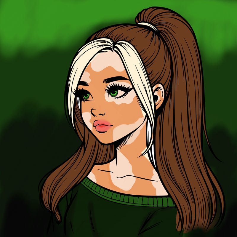 realistic girl with a high ponytail