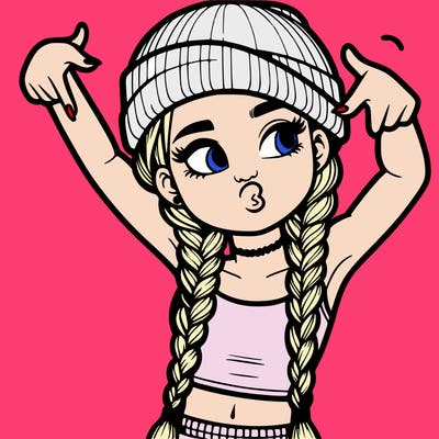 realistic teenage girl with braids and a beanie and crop top doing 🫶🏼