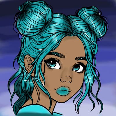 realistic girl with hair buns on her head