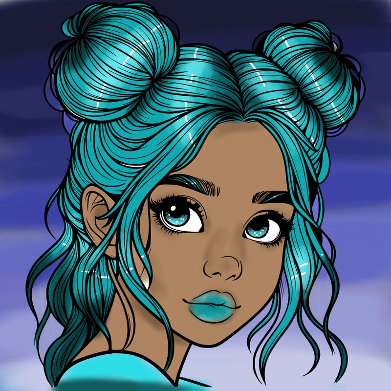 realistic girl with hair buns on her head