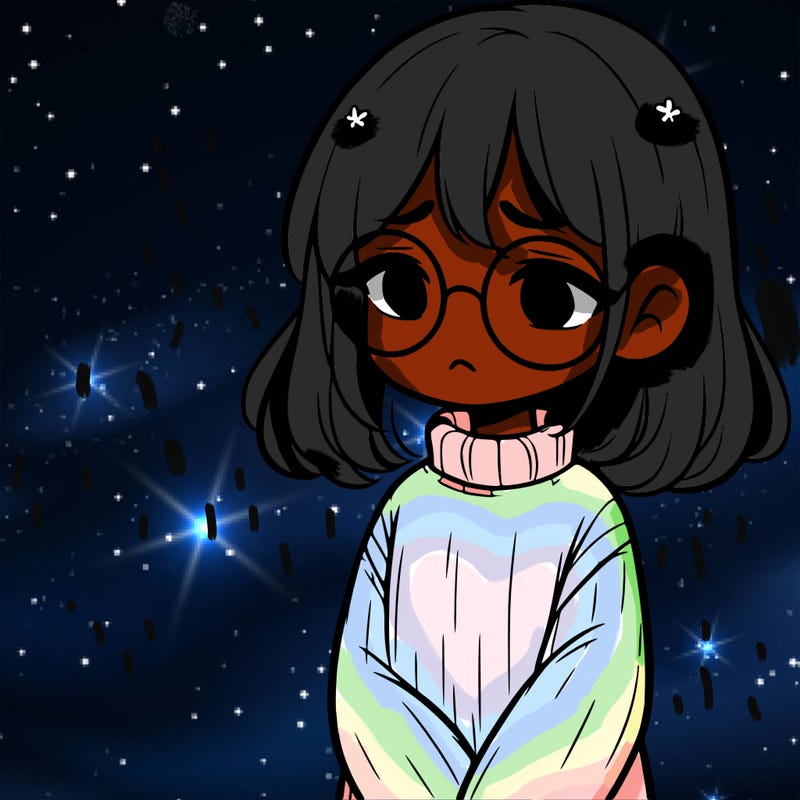 sad girl with glasses in a sweater