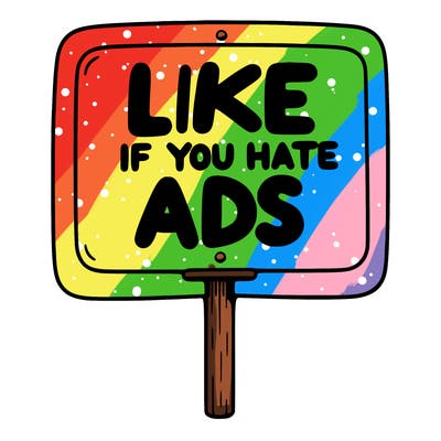 a sign that says like if you hate ads