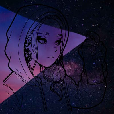 a realistic girl, spray painting