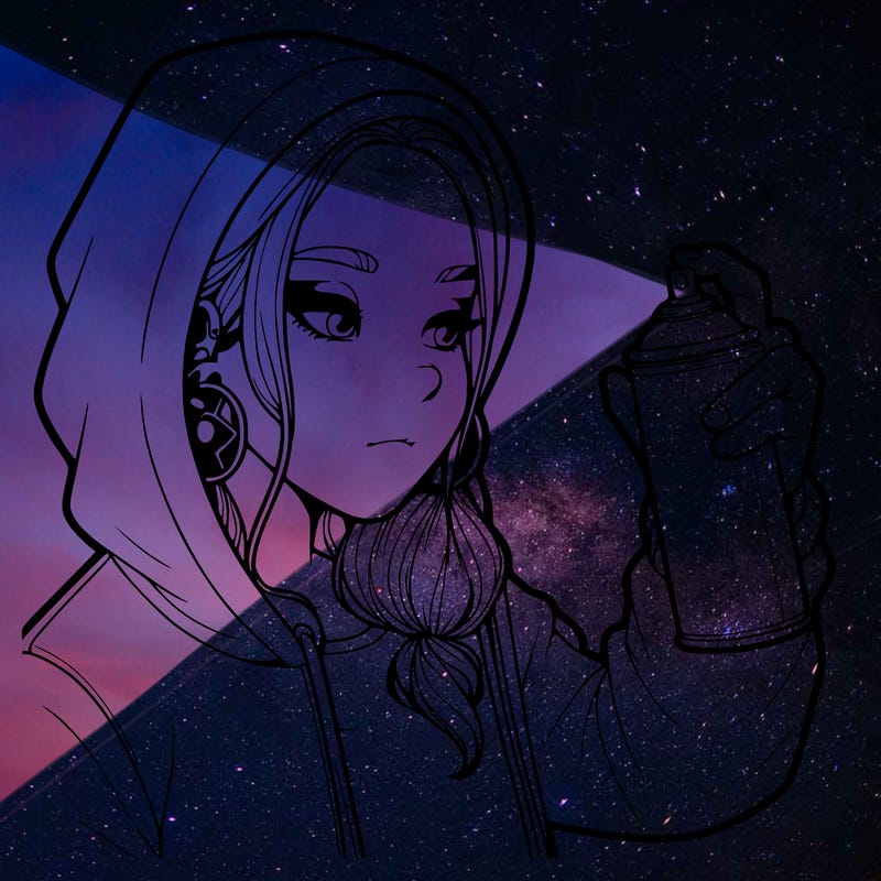 a realistic girl, spray painting