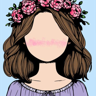 realistic girl with no face and flower crown