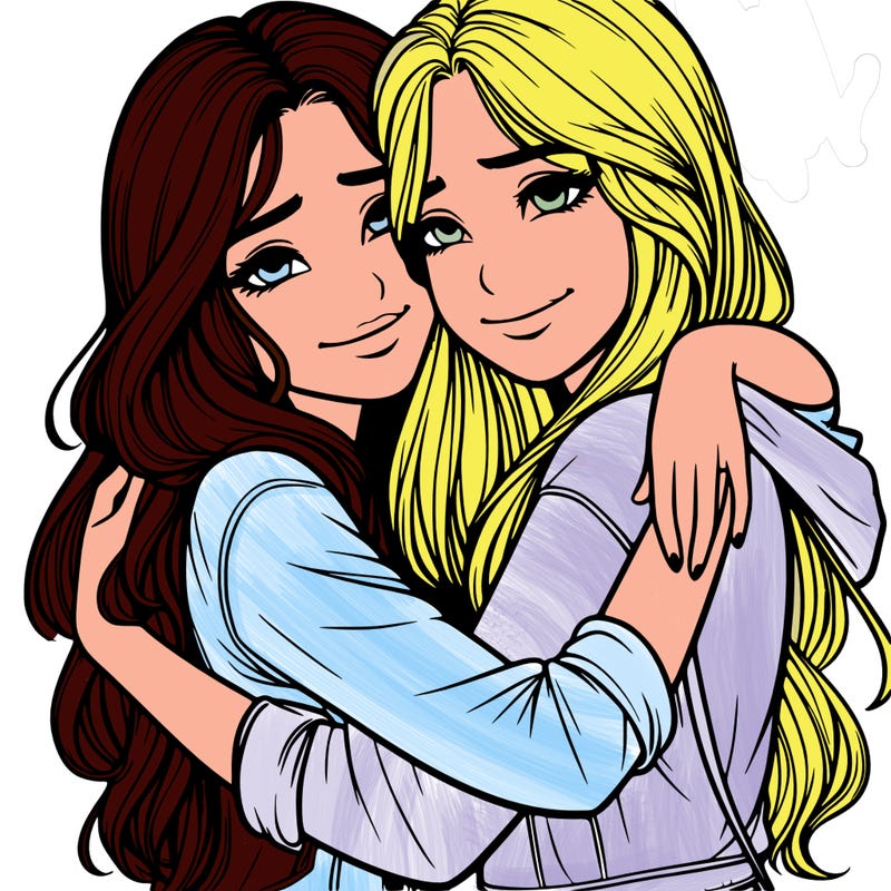 realistic girls hugging
