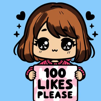 cute girl holding a sign saying 100 likes please
