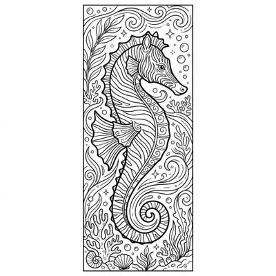 Unleash your artistic flair with this captivating Zebra Seahorse bookmark, designed for a relaxing coloring experience. This intricate underwater scene is perfect for creating a personalized marker for your favorite books.