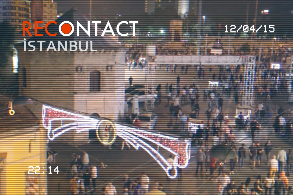 Security camera footage of a crowded street in Istanbul from the game Recontact Istanbul