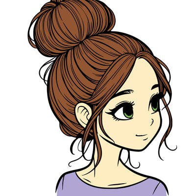 a realistic girl with a bun