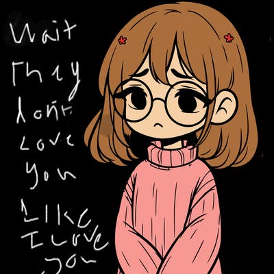 sad girl with glasses in a sweater