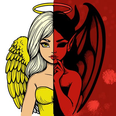 realistic angel half demon