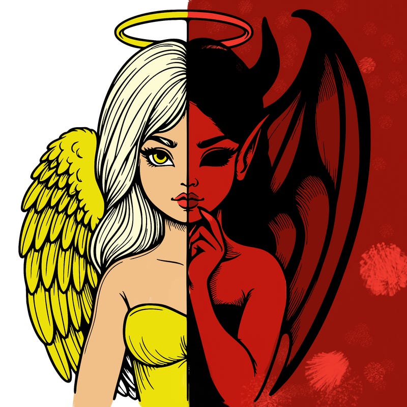 realistic angel half demon