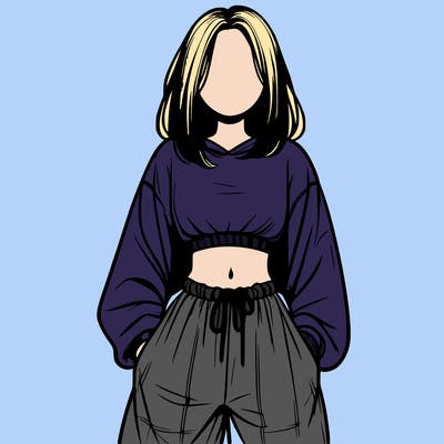 realistic girl faceless with baggy pants and a crop top