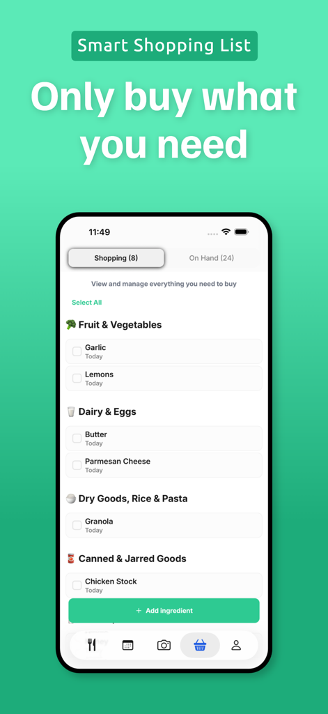 Pantry Pic: Photo to Recipe - Pantry Pic smart shopping list organized by category