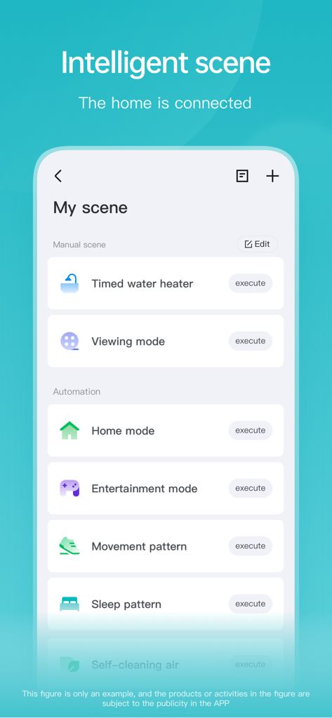 Viomi app dashboard with intelligent home automation scenes