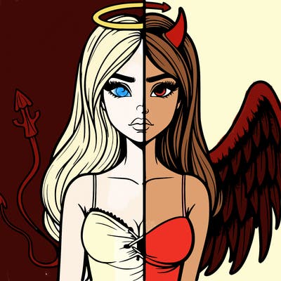 devil vs angel realistic girl